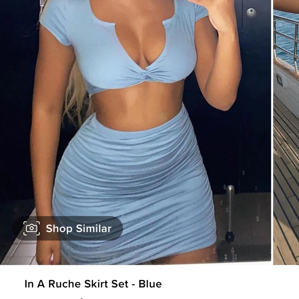 Fashion Nova - In a Ruche Skirt Set in Blue (XS)